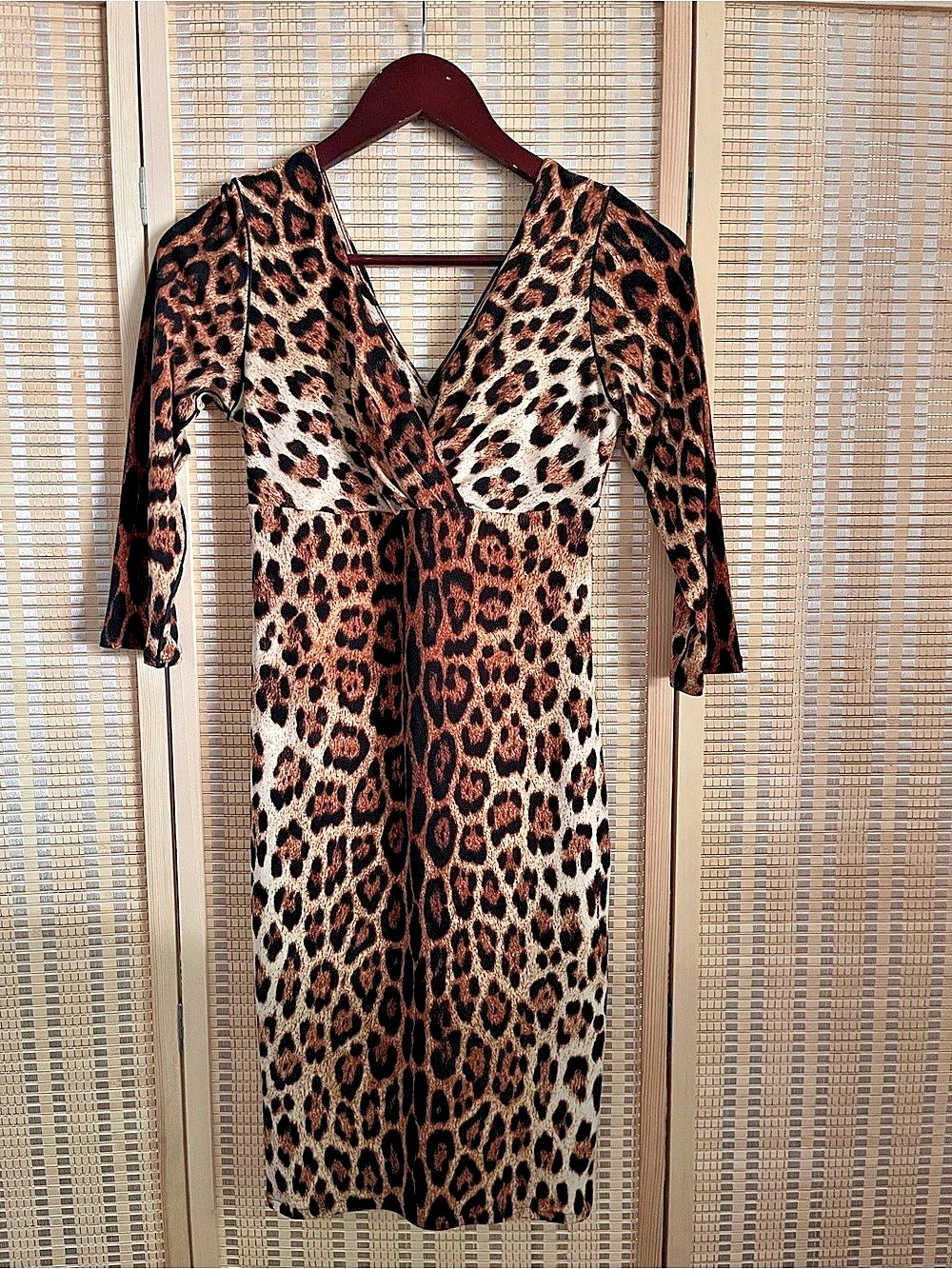 Evovorto Leopard Wrap Midi Dress Size XS Like New